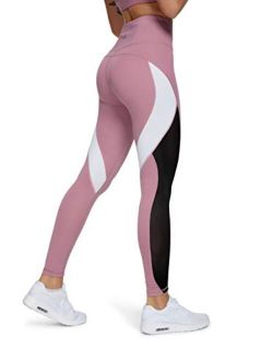 Women Yoga Pants Color Blocking Mesh Workout Running Leggings Tights 8030