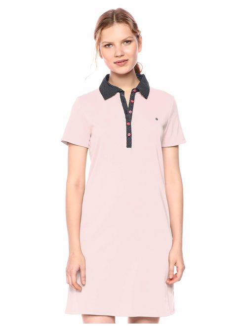 Tommy Hilfiger Women's Contrast Dot Print Polo Collar Sneaker Dress