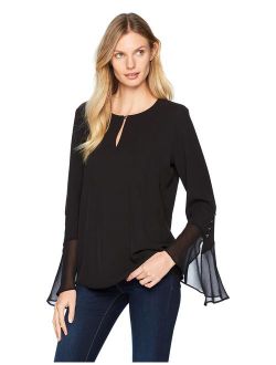 Women's Asymetrical Flare Sleeve with Buttons