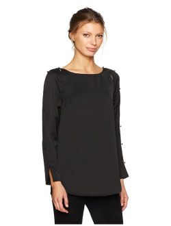 Women's Slit Sleeve Blouse with Buttons