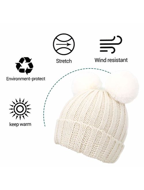 Simplicity Kids Girls Boys Winter Pompom Knit Ski Beanie Hat Cap