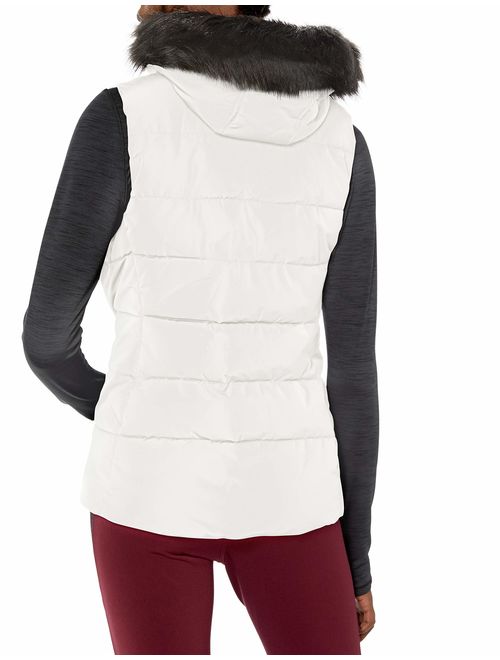 Calvin Klein Women's Quilt Walker Vest with Faux Fur Trim Detachable Hood