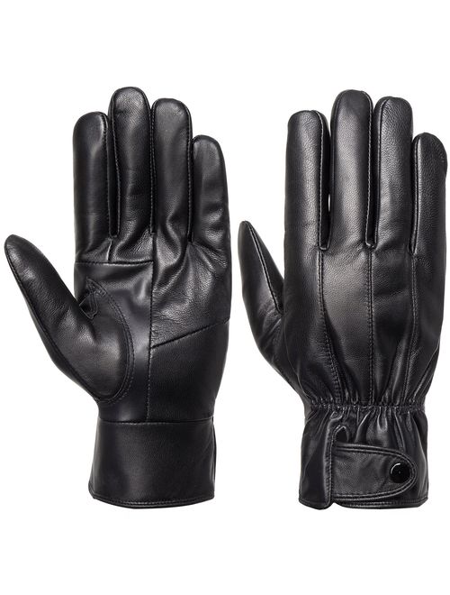 Anccion Men's Genuine Leather Warm Lined Driving Gloves, Motorcycle Gloves