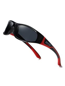 Duco Kids Sports Style Polarized Sunglasses Rubber Flexible Frame For Boys And Girls