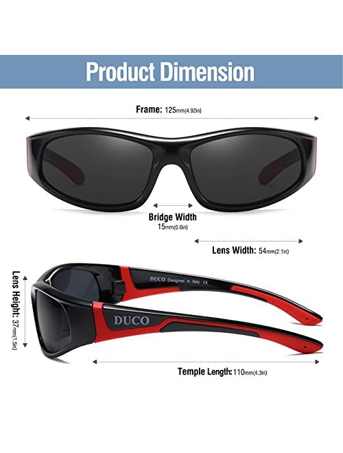 Duco Kids Sports Style Polarized Sunglasses Rubber Flexible Frame For Boys And Girls
