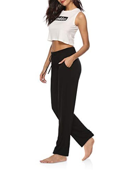 DIBAOLONG Yoga Pants Wide Leg Comfy Drawstring Loose Straight Lounge Running Workout Legging