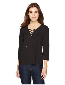 Women's Flare Sleeve Lace Up Top