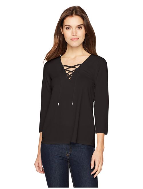 Calvin Klein Women's Flare Sleeve Lace Up Top