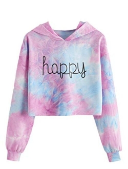 Women's Long Sleeve Casual Printed Sweatshirt Crop Top Hoodies