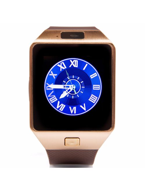 AmazingForLess Gold Bluetooth Smart Wrist Watch Phone mate for Android Samsung HTC LG Touch Screen Blue Tooth SmartWatch with Camera for Adults for Kids (Supports [does not include] SIM