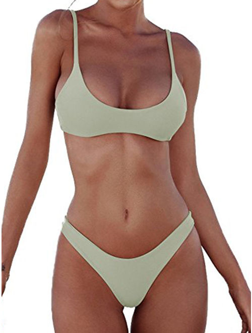 Sexy Womens Two Piece Strap Bikini Set Padded Swimsuit Top Triangle Bottom Bikini Swimsuit Bathing Suit