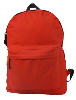 Classic Bookbag Basic Backpack Simple School Book Bag Casual Student Daily Daypack 18 Inch with Curved Shoulder Straps Red