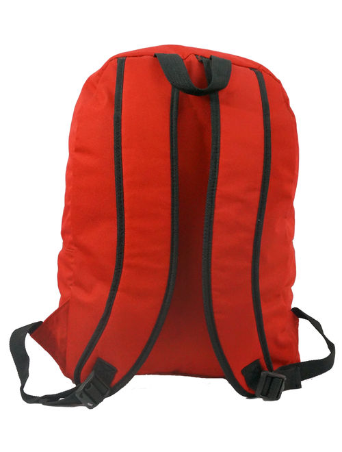 Classic Bookbag Basic Backpack Simple School Book Bag Casual Student Daily Daypack 18 Inch with Curved Shoulder Straps Red
