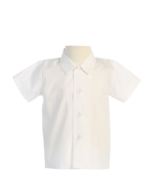 Avery Hill Boys Short Sleeved Simple Dress Shirt in Ivory or White (Baby, Toddler & Little Boys)