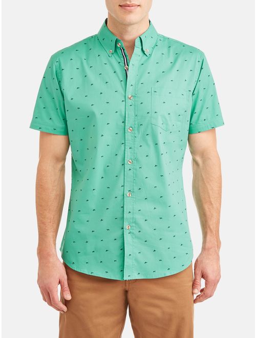 Lee Men's Short Sleeve Stretch Button Down Shirt with All-Over Ditsy Prints, Available up to size 2XL