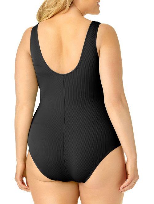Catalina Women's Plus Size Ribbed One Piece Swimsuit