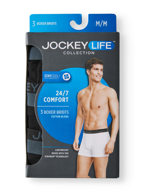 Life by Jockey Jockey Life Men's 24/7 Comfort Cotton Blend Boxer Brief, 3-Pack