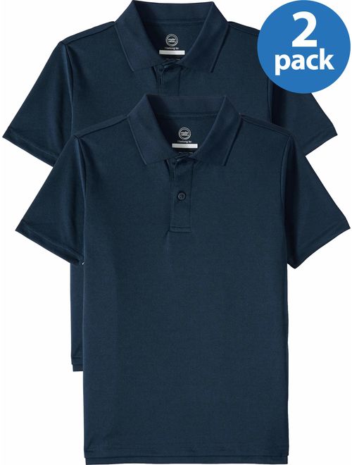 Wonder Nation Boys School Uniform Short Sleeve Performance Polo, 2-Pack Value Bundle (Little Boys, Big Boys, & Husky)