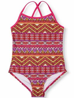 Girls Carrie Geo Print UPF 50+ Banded 1-Pc Swimsuit (Little Girls and Big Girls)