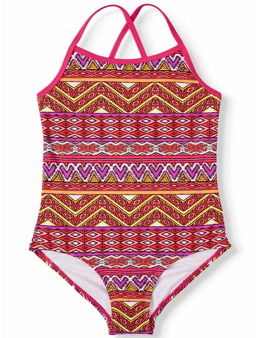 Kanu Surf Girls Carrie Geo Print UPF 50+ Banded 1-Pc Swimsuit (Little Girls and Big Girls)