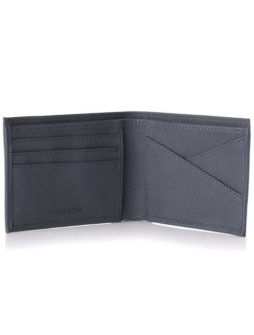 Alpine Swiss Double Diamond Mens RFID Leather Bifold Wallet Divided Bill Section