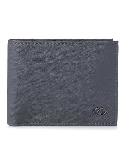 Alpine Swiss Double Diamond Mens RFID Leather Bifold Wallet Divided Bill Section