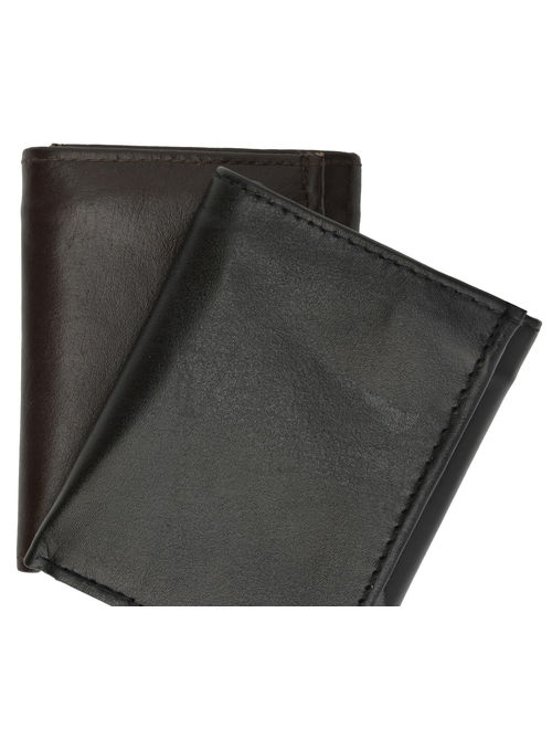 Multi Card Holder ID Window Trifold Soft Leather Mens Wallet 1255 (C) Brown