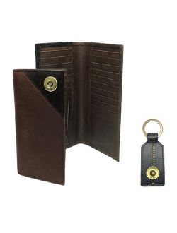 Two Tone Leather Shot Shell Super Jumbo Wallet and Key Fob