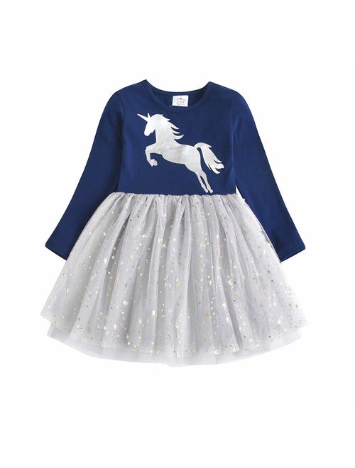 DXTON Girl Winter Dress for Toddler Tutu Dresses Long Sleeve Outfits 2-8T