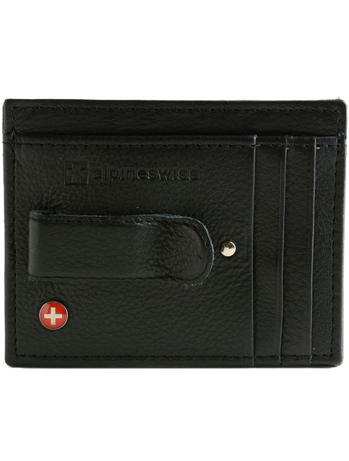 Alpine Swiss Mens Money Clip Genuine Leather Minimalist Slim Front Pocket Wallet
