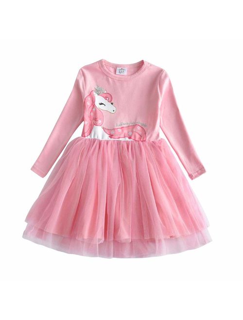 VIKITA Toddler Flower Girl Dress Winter Long Sleeve Tutu Party Dresses for Girls 3-7 Years, Knee-Length