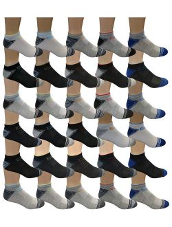 30 Pairs of WSD Mens Ankle Socks, No Show Athletic Sports Socks (30 Pairs Colorful Sports)