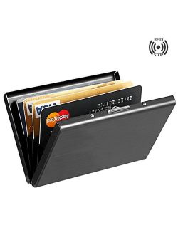 Black Anti-scan Stainless Steel Case Slim RFID Blocking Wallet ID Credit Card Holder