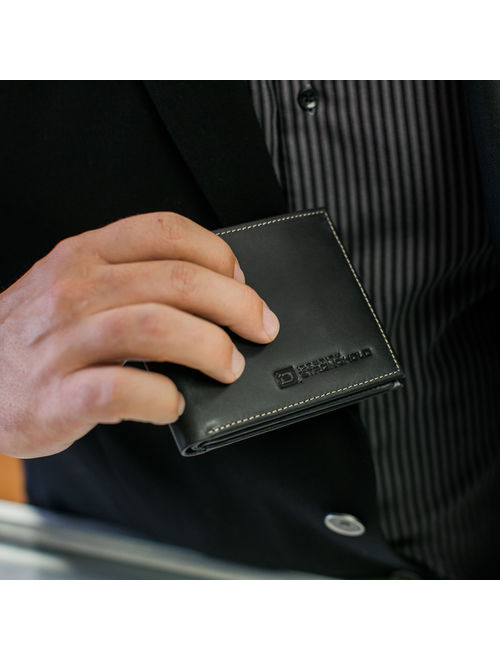 RFID Wallet in Genuine Leather Bifold 10 Slot Classic - Protective Wallets for Men - Excellent Quality Leather - blk