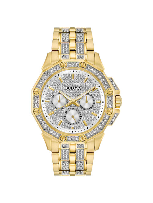 Bulova Men's Swarovski Crystal Watch - Gold-Tone - Bracelet - Pave Dial
