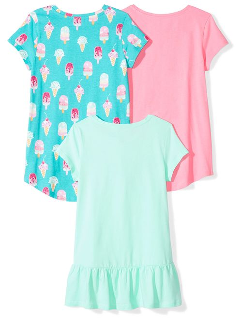 Amazon Brand - Spotted Zebra Girls' Toddler & Kids 3-Pack Short-Sleeve Tunic Tops