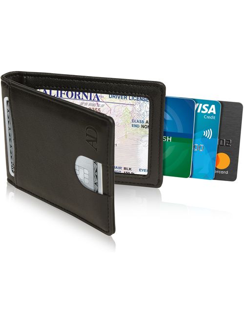 Slim Wallets For Men Minimalist Bifold Mens Wallet With Money Clip Front Pocket Wallet RFID Blocking
