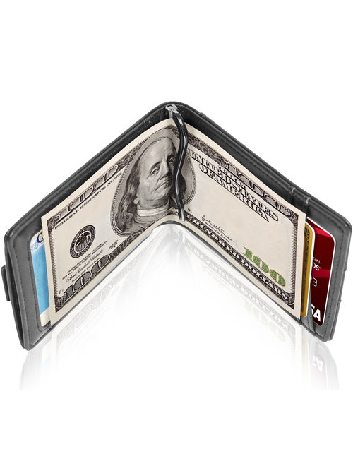 Slim Wallets For Men Minimalist Bifold Mens Wallet With Money Clip Front Pocket Wallet RFID Blocking