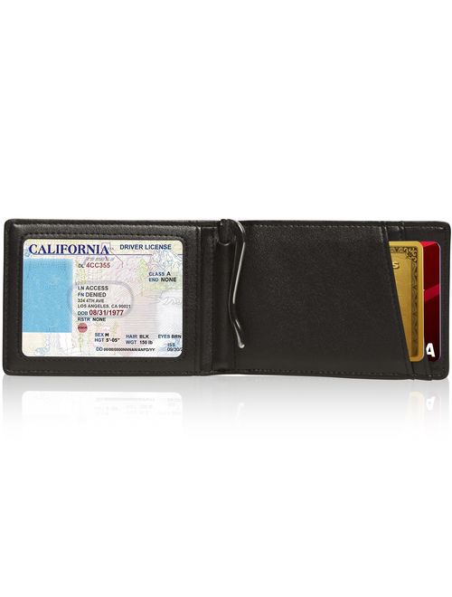 Slim Wallets For Men Minimalist Bifold Mens Wallet With Money Clip Front Pocket Wallet RFID Blocking