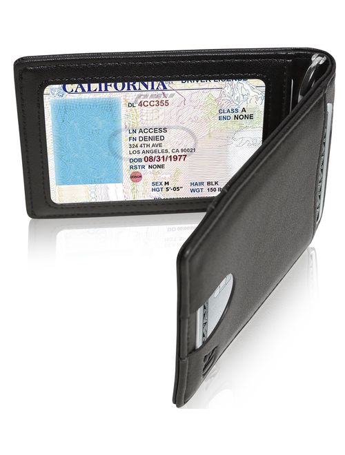 Slim Wallets For Men Minimalist Bifold Mens Wallet With Money Clip Front Pocket Wallet RFID Blocking