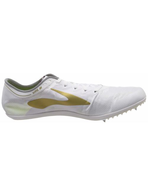 Brooks Wire v5 Unisex Track Spike Running Shoes (13.5 Women/12 Men, White/Gold)
