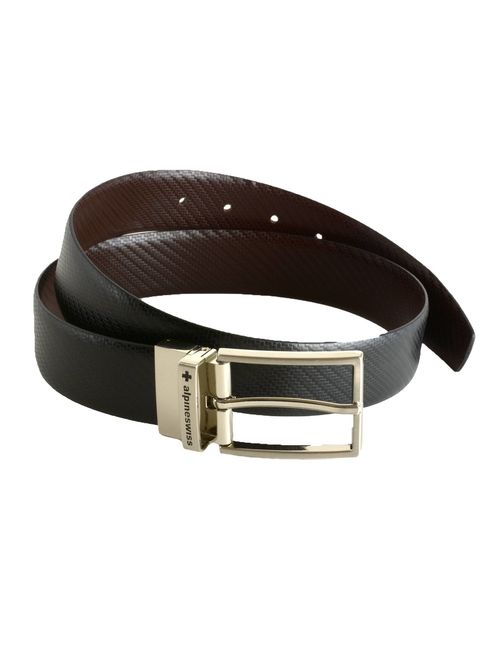 Alpine Swiss Men's Dress Belt Reversible Black Brown Leather Imported from Spain