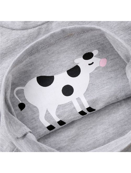 Boys T-shirt Novelty Ask me about My Moo Cow Letter Kid Boy Short Sleeves Toddler Tops T-Shirt Tees Inside Cow Clothes