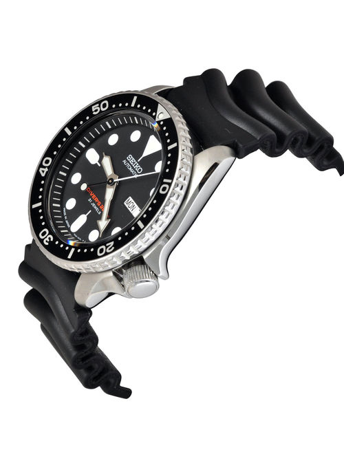 Seiko Men's Automatic Black Dial Black Rubber Watch SKX007J1