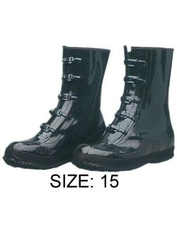 Men's Black Cotton Lined Rubber Buckle Down Arctic Boots - For Rain or Snow, Size 15 (ToolUSA: RAIN-13015)