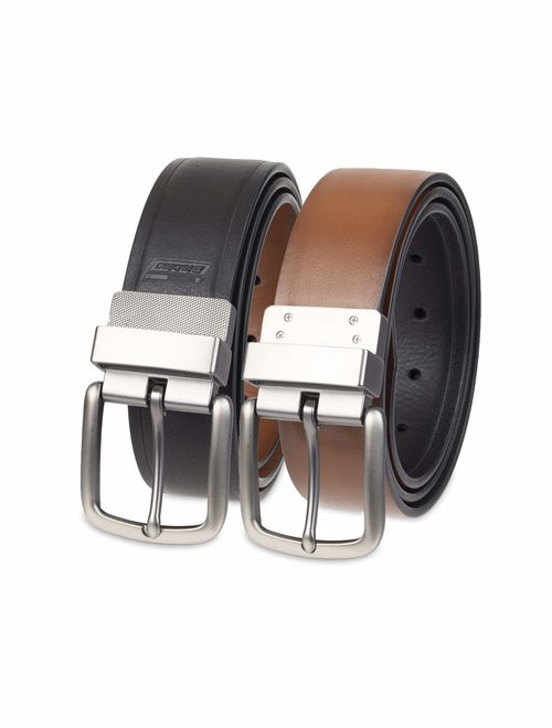 Genuine Dickies Men's Reversible Leather Belt with Brushed Nickel Buckle