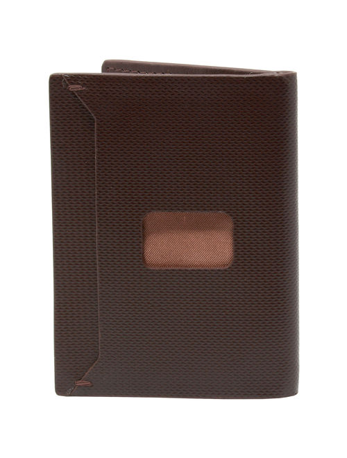 Alpine Swiss Double Diamond Leather RFID Stretch Front Pocket Wallet Card Holder