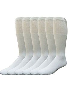 6 Pairs Value Pack of Wholesale Sock Deals Mens Cotton Tube Socks, Athletic Sport Socks (White)