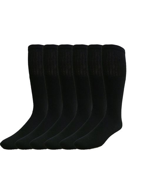 6 Pairs Value Pack of Wholesale Sock Deals Mens Cotton Tube Socks, Athletic Sport Socks (White)
