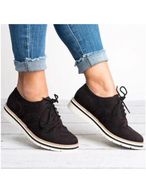 Womens Sneakers Casual Breathable Tennis Trainers Lace Up Athletic Shoes Size